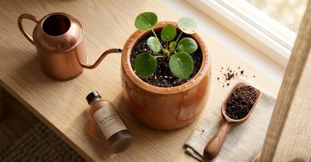 A cross-section of a healthy pepper seedling in a garden bed, showing a glowing heart-shaped root system and a brain icon in the soil to represent plant intelligence
