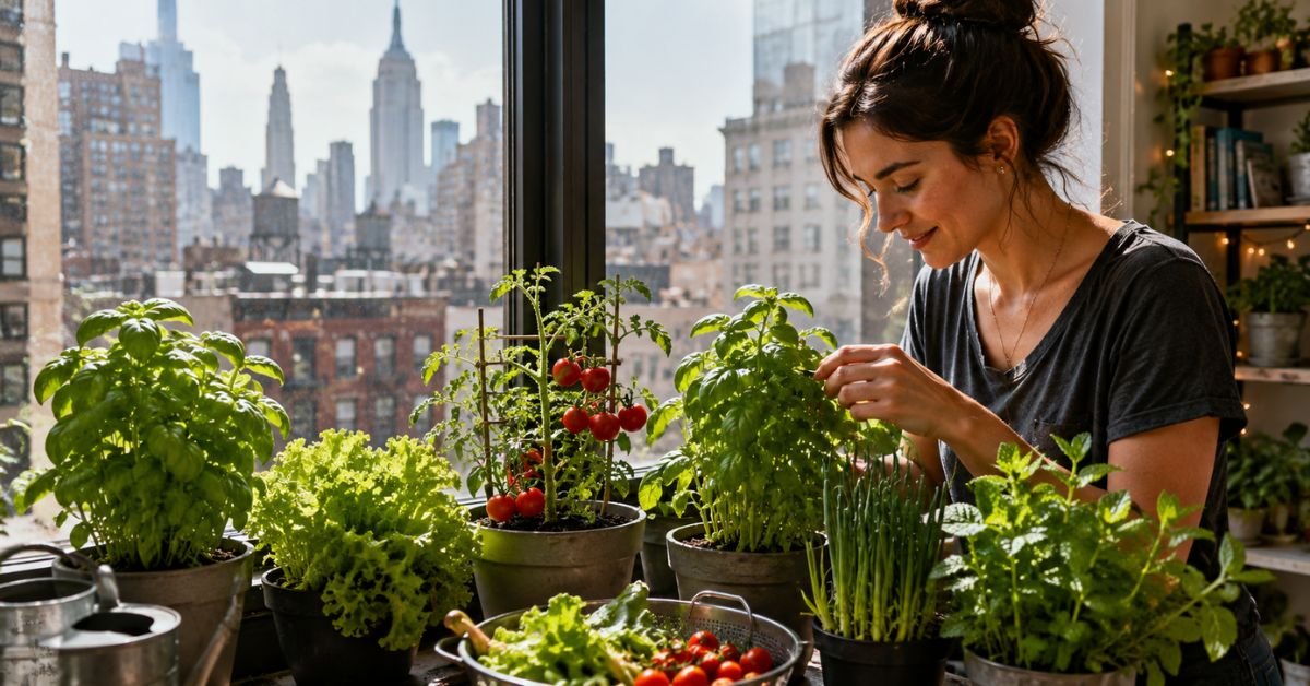 Concrete Jungle Harvest A Locals Guide to the Easiest Edible Plants to Grow in a NYC Apartment Ive spent years advising urban gardeners on how to turn a tiny fire escape adjacent windowsill int 1